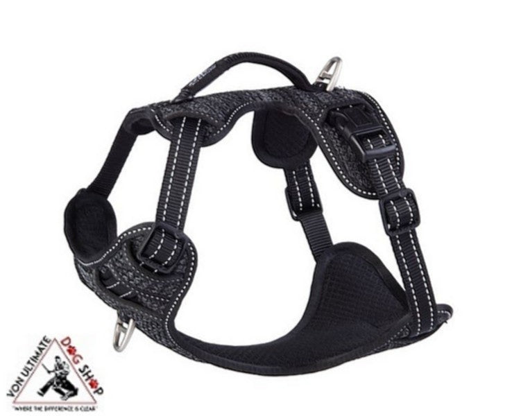 Rogz extra large Lumberjack Explore harness with two-point steering for an adolescent German Shepherd